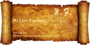 Milin Ferenc névjegykártya